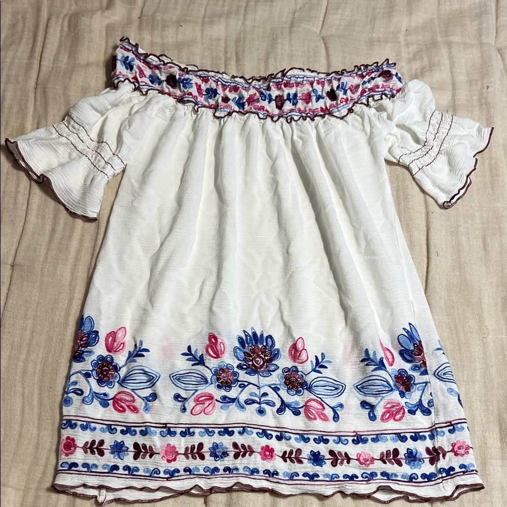 Floral Embroidered Off-Shoulder coverup
